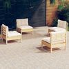 vidaXL Garden Lounge Set Cream Solid pine wood, fabric (100% polyester)