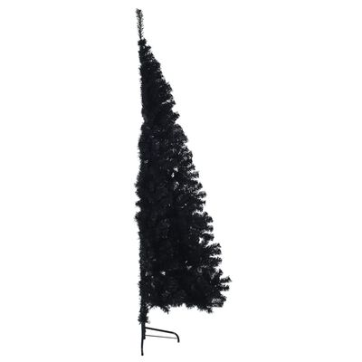 vidaXL Artificial Half Christmas Tree with Stand Black 7 ft PVC