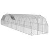 vidaXL Chicken Run Silver Galvanized Steel, PE (polyethylene) Large