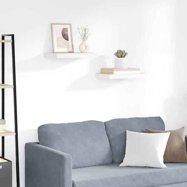 vidaXL Wall Shelf Set of 2 Oak and White Honeycomb MDF and Metal