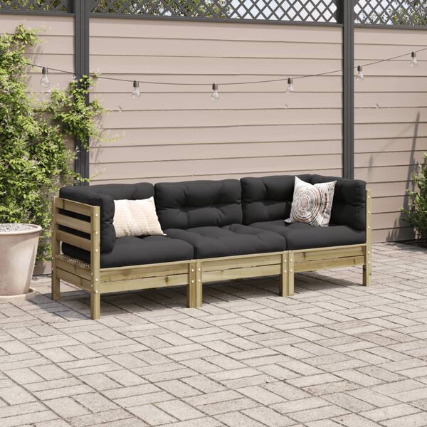 vidaXL Garden Sofa Set Anthracite Vacuum pressure treated pine wood Medium