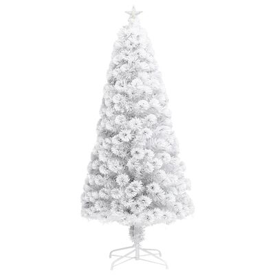 vidaXL Artificial Christmas Tree with LED White 5 ft Fiber Optic
