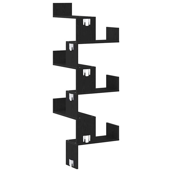 vidaXL Wall Corner Shelf Black oak 45 x 45 x 147 cm Engineered wood