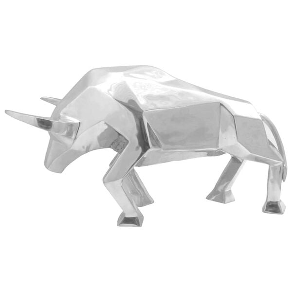 vidaXL Bull Sculpture Silver 74 x 23 x 39 cm Aluminium