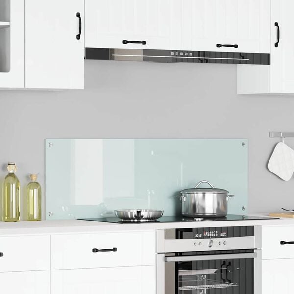 vidaXL Kitchen Backsplash White 120 x 40 x 0.6 cm Tempered Glass