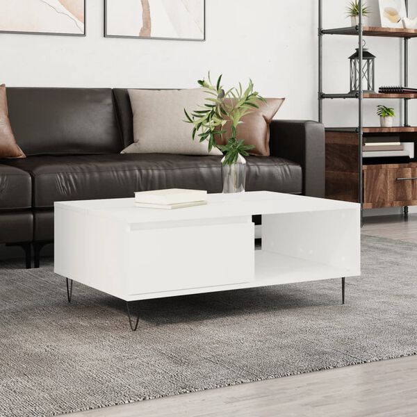 vidaXL Coffee Table White Engineered wood, iron Medium Coffee Table