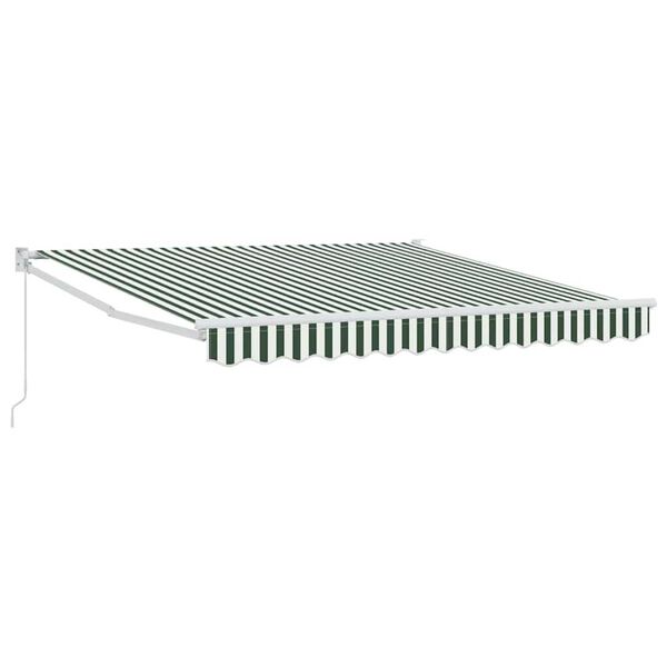vidaXL Retractable Awning Green and white 137.80" x 98.43" fabric