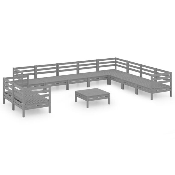 vidaXL Garden Lounge Set Grey Solid pinewood Medium Modular