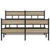 vidaXL Bed Frame Sonoma Oak, Black Iron, Engineered Wood Full Bed Frame