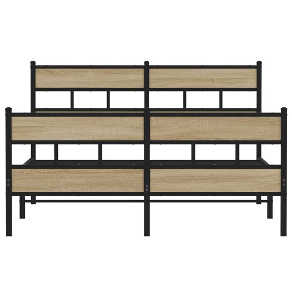 vidaXL Bed Frame Sonoma Oak, Black Iron, Engineered Wood Full Bed Frame