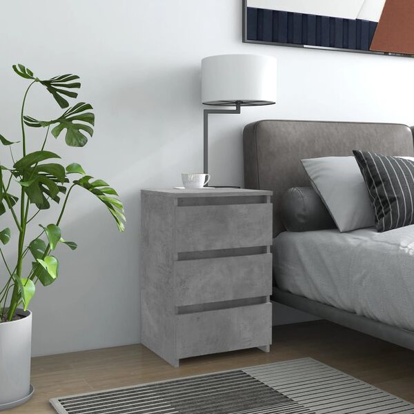 vidaXL Bed Cabinet Concrete grey Engineered wood Medium Bed Cabinet