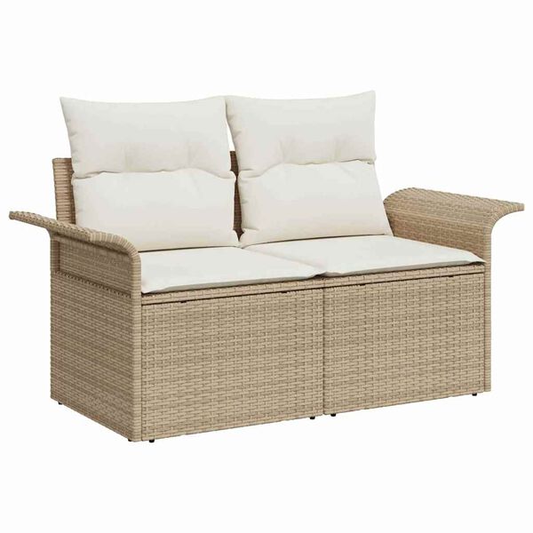 vidaXL Garden Sofa Set with Cushion 8 pcs Beige and Cream Poly Rattan