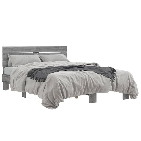vidaXL Bed Frame Gray Sonoma Engineered wood, metal, plywood Double