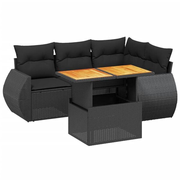 vidaXL Garden Sofa Set Black