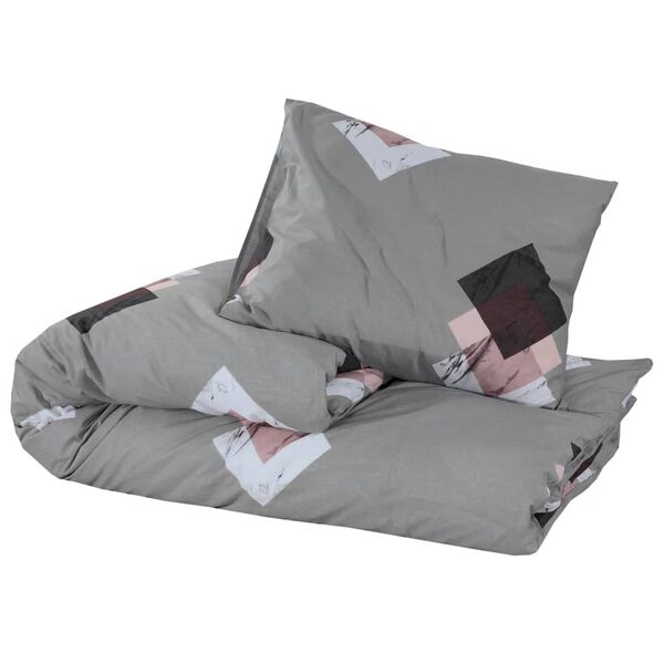 vidaXL Duvet Cover Set Set of 2 Grey 100% Cotton 78.7 x 78.7 in