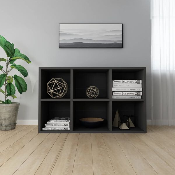 vidaXL Book Cabinet Black Engineered wood Medium Simplistic