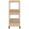 vidaXL Bar Cart 3-Tier Beige Poly Rattan and Solid Wood Acacia