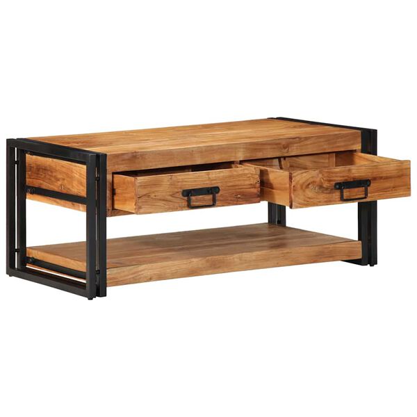 vidaXL Coffee Table Natural Wood with Black Accents