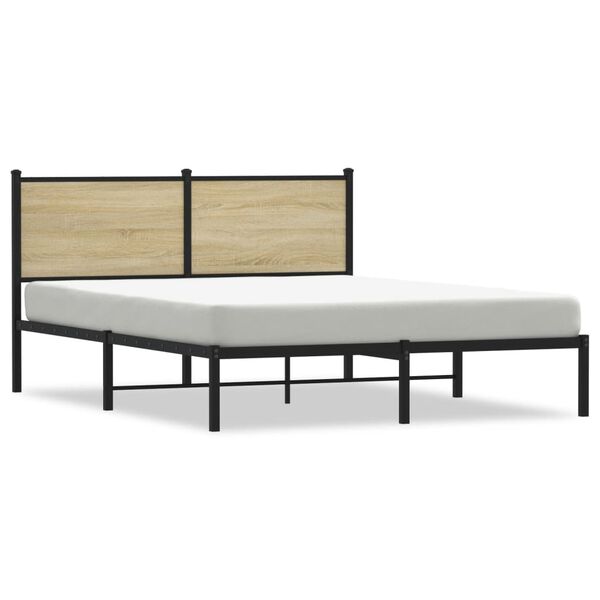 vidaXL Bed Frame Sonoma oak Steel, engineered wood Full Bed Frame