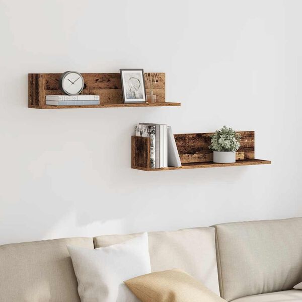 vidaXL Wall Shelf Rustic wood Engineered wood 29.5 in Reversible