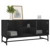 vidaXL TV Cabinet Black Engineered wood, glass, steel Medium Doors