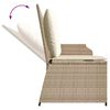 vidaXL Reclining Patio Bench Beige PE Rattan, powder-coated steel, polyester