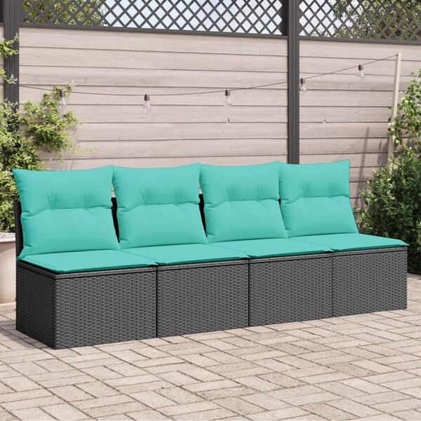 vidaXL Garden Sofa Black, Blue