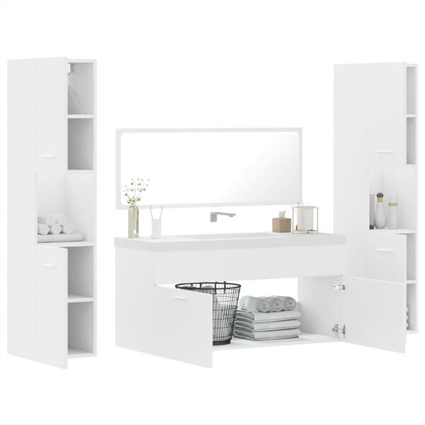 vidaXL Bathroom Furniture Set White Engineered wood, acrylic Large