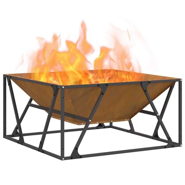 vidaXL Fire Pit Brown 31.50 x 31.50 x 15.75 in Steel