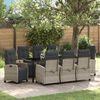 vidaXL Garden Dining Set with Cushion 9 pcs Light Grey Poly Rattan
