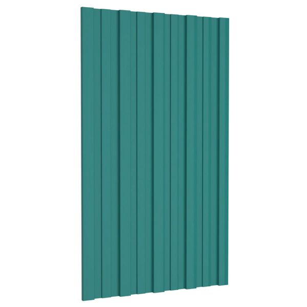 vidaXL Roof Panels 12 pcs Galvanised Steel Green 31.5x17.7"