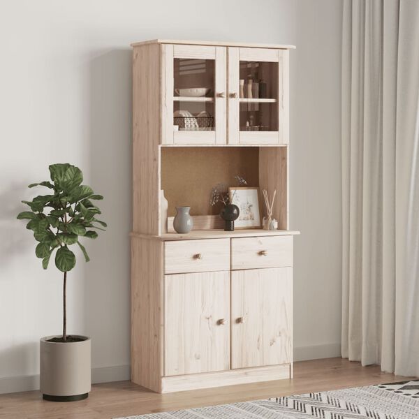 vidaXL Dresser Top Natural wood Solid pine wood, glass Medium