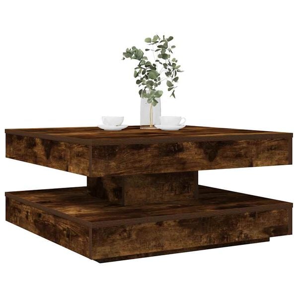 vidaXL Coffee Table Smoked Oak Engineered Wood Medium Rotatable