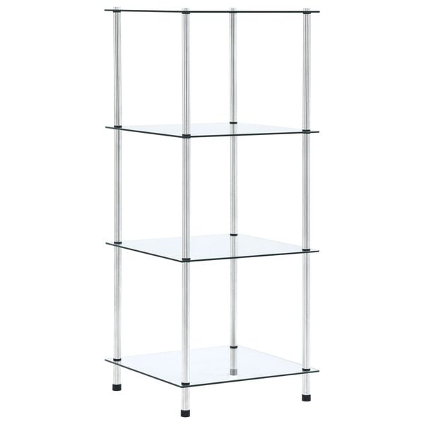 vidaXL Shelf Transparent Tempered Glass 15.7x15.7x39.4 in Display Shelf