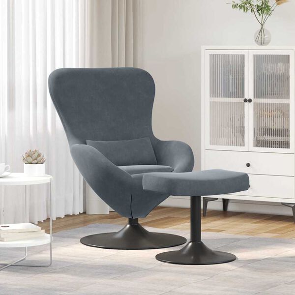 vidaXL Egg Chair with Footstool Dark Grey 24.80 x 28.74 x 35.43 in