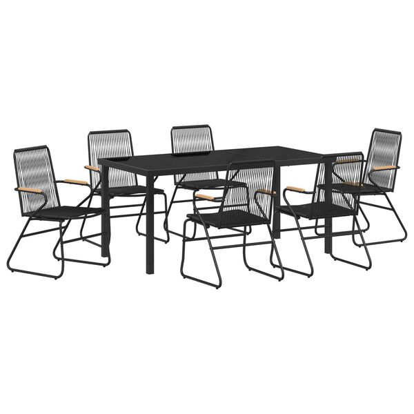 vidaXL Garden Dining Set 7 pcs Black Powder-Coated Steel