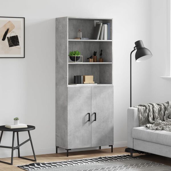 vidaXL Highboard Concrete grey Engineered wood, metal Medium Highboard
