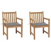vidaXL Patio Chairs 2 pcs with Gray Cushions Solid Teak Wood