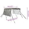 vidaXL 3-bow Bimini Top with Mesh Sidewalls 72.0x(72.8-78.0)x53.9"