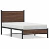 vidaXL Bed Frame Brown Oak Steel 35.4 x 75.0 in Single Bed Frame