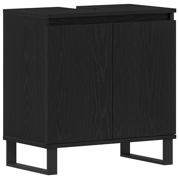 vidaXL Bathroom Sink Cabinet Black Oak 22.83 x 12.99 x 23.62 in
