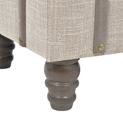 vidaXL Storage Bench 43.7" Cream Solid Wood Fir&Fabric