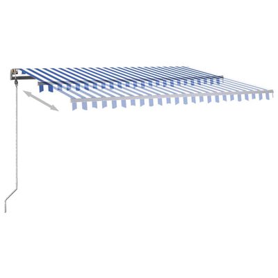 vidaXL Manual Retractable Awning with LED 157.5"x118.1" Blue and White