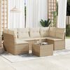 vidaXL Garden Sofa Set Beige PE Rattan, Powder-Coated Steel, Tempered Glass