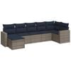vidaXL 7 Piece Patio Sofa Set with Cushions Gray Poly Rattan