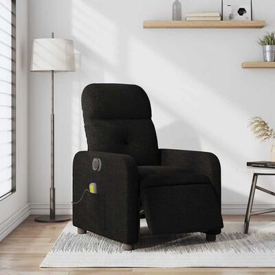 Living room setting with black recliner chair in a modern interior