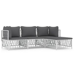 vidaXL Garden Lounge Set White and Dark Grey