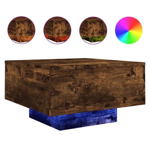 vidaXL Coffee Table Smoked oak Engineered wood Low, Compact Coffee Table