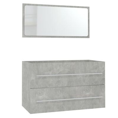 vidaXL 3 Piece Bathroom Furniture Set Concrete Gray