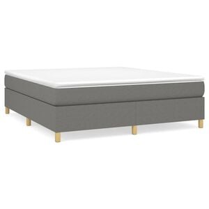 vidaXL Bed Frame Dark gray Polyester, Plywood, Engineered wood King